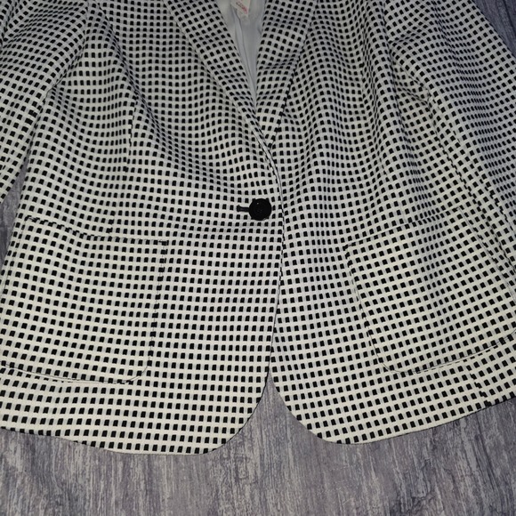 TALBOTS Womens Black White Gingham Check Blazer Jacket NWT Size Medium - Picture 6 of 8